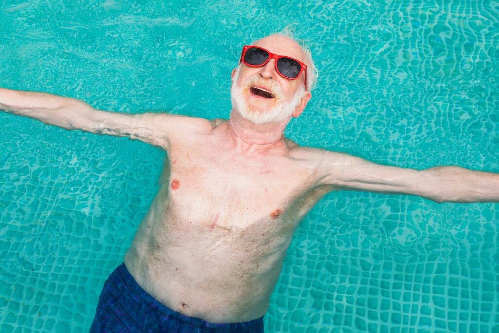 glücklicher rentner badumbau